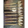 Gold Set of 8 Teaspoons with Rope Handles made in Japan
