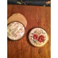 Pair of Mother of Pearl Kigu Powder Compact and Embroidery Powder Compact