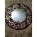 Antique Round Convex Mirror Decorated with Roses