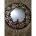 Antique Round Convex Mirror Decorated with Roses