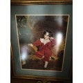 Beautiful Petit Point Tapestry of The Red Boy Framed