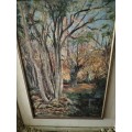 Framed Painting of Trees signed White