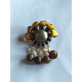 Vintage Brooch with Stones and Hanging Beads