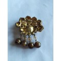 Vintage Brooch with Stones and Hanging Beads