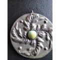 Art Deco Pewter Pendant With Turquoise Stone