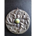 Art Deco Pewter Pendant With Turquoise Stone