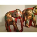 Hand Painted Paper Mache Elephants Set of Three