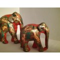 Hand Painted Paper Mache Elephants Set of Three