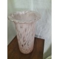 Pink & White Swirl Design Art Glass Vase