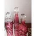 Set of 4 Cranberry Perfume Bottles