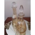 Pair of Champaign Colored Glass Perfume Bottles