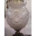 Antique Italian Bronze Cherub Lamp with Original Glass Shade