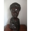 African Iron Wood Mother and Child Bust