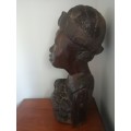 African Iron Wood Mother and Child Bust