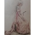 Watercolor of Fashion Picture Framed by S Judge.