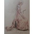 Watercolor of Fashion Picture Framed by S Judge.