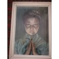 Girl Praying Framed Original Painting