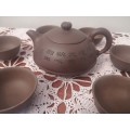 Yixing Zisha Teapot & 6 Bowls