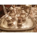 Silver Plated Tea and Coffee Set With Matching Tray