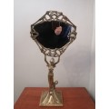 Art Neveau Solid Cast Brass Vanity Mirror with Maiden & Angel's