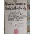 Rare Original Colored Certificate `Rhodesian Pioneers and Early Settlers Society`