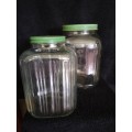 Pair of Vintage Ribbed Glass Storage Jars
