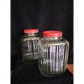 Pair of Vintage Ribbed Glass Storage Jars