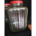 Pair of Vintage Ribbed Glass Storage Jars