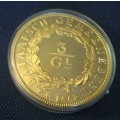Gold plated silver coin, 36.16grams
