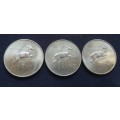 Silver 1 rand coins x3