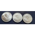 Silver 1 rand coins x3
