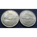 5 Shillings coins 1960 x2