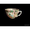 Antique Asian Famille Rose 12 Sided hand painted Fine oriental Porcelain TEA CUP AND PLAT