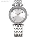 From UK** Taylor Cole Lady Silver Steel Band Bracelet Luxury Crystal  Women Watch*TOP Brand