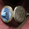 ** Star Trek Necklace Blue Quartz Pocket Watch Vintage Steampunk Pendant  *