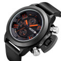 ***  Megir Brand Black Silicone Military Watches Analog Display Date Chronograph Sport Watch Men Wri