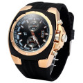 **Big, Luxury Gold Case -Heavy Duty Silicone Strap- Men Quartz watch