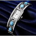 **Elegant Antiqued Charming Baosaili BSL957 Lovely Turquoise/Silver Quartz Bracelet Watch  *