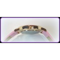 --$149- Womens Nick Cabana Brand** BEAUTIFUL UNIQUE* Elixer Rose** Gold Dial Pink Leather  Belt.*