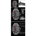 **Massive DiaL Military Dual Movt Men Quartz Watch with Date Function Stainless Steel Band  - Silver