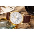 ***Luxury Curren ( MODEL: 8123 )   Mens Leather Golden Quartz Calendar Analog Dial Wrist Watch B92U
