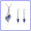 -***LONGWAY**Fashion Austria Swarovski Crystal Teardrop Earrings Pendant Necklace Element Set *