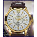 **FREE COURIER** Curren  MODEL: 8123    Mens Leather Golden Quartz Calendar Analog Dial Wrist Watch