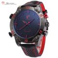 * SHARK Brand Top Kitefin  LED Digital Red Date Day Leather Watch*
