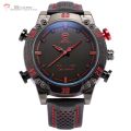*** SHARK Brand Top Kitefin  LED Digital Red Date Day Leather Men Analog Wrist Sport Watch*