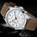 *** New  CURREN 8152 Mens White Dial  Quartz Watch  Leather Band