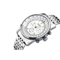 * Megir *Top Watch** All Steel Silver Luxury Men* 6 Hands * Quartz Wristwatch CHRONOGRAPH