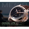* Megir Brand Top Watch** Golden SS Case  Luxury Men* 6 Hands * Quartz Wristwatch CHRONOGRAPH