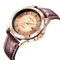 *ORKINA Luxury Gold Dial Brown Leather Date Men Quartz Dress Wrist Watch