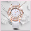 --***LADIES *BIG DIAL*WOW FACTOR* CRYSTAL ENCRUSTED ~WHITE & ROSE GOLD  QUARTZ  Watch  -